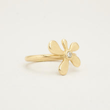 Dainty Floral Diamond Ring, 0.02 CT, Real 14K Gold, Petite Size 4½, Elegant Feminine Design