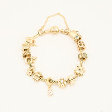 Pandora Snake chain Bracelet with peridot, ruby and topaz in 14K Gold