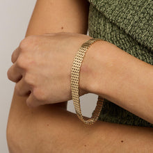 Brick Bracelet in 14K Gold, 7.68 inches | Vintage Solid Gold | Fine