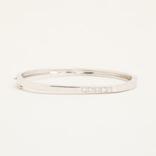 Bangle with diamond (0.08 ct) in 14K White gold, 2.24 inches