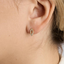 Vintage Inspired 18K Gold Earrings, Elegant 0.59-inch Zirconia Solitaire, Classic Design, Timeless Style