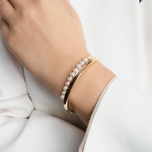 Bangle with and pearl in 14K Gold, 2.28 inches | Solid Gold | Fine