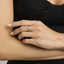 Ring mit Diamant (0,4 ct) in 14K Gold und Weißgold Größe 7