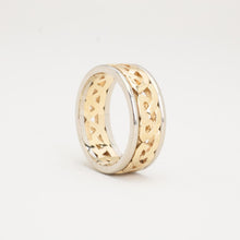 Elegant Two-Tone Ring, 14K Gold and White Gold, Size 7¾, Classic Design, Fine Jewelry