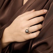 Magnus Enna 14K White Gold Beaded Band Pearl Ring, Gray Pearl Solitaire, Size 5¼, Solid Fine Jewelry, Modern Minimalist style