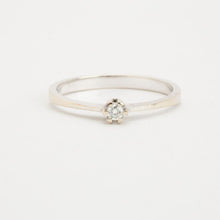 Ring with diamond (0.05 ct) in 14K White gold size 7¾ | Real Genuine