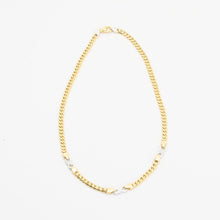 Panzerkette mit Diamant (0,12 ct) in 18K Gold und Weißgold, 17,91
