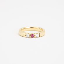 Ring with and rubywith diamond (0.21 ct) in 14K Gold size 8