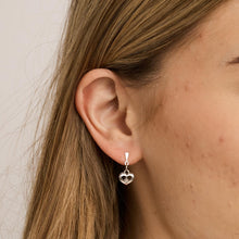 Delicate Heart-Shaped Diamond Earrings, 0.01 CT, 14K White Gold, Vintage Inspired Design, 0.79 Inch Drop