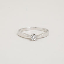 Ring with diamond (0.13 ct) in 14K White gold size 8 - 8½ | Vintage