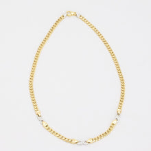 Curb Necklace with diamond (0.12 ct) in 18K Gold and white gold, 17.91