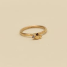 Contemporary Minimalist 8K Yellow Gold Gypsy Ring, Flush-Set Zirconia, Size 6½, Hallmarked 333 Solid Gold Band, Dainty Everyday Jewelry