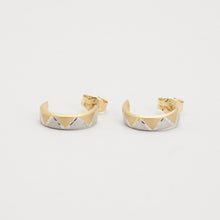 Vintage Inspired 14K Two-Tone Gold Earrings, Classic 0.47" Solid Gold Studs, Timeless White Gold and Gold Design