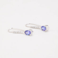 Earrings with and tanzanite in 18K White gold, 1.1 inches | Real