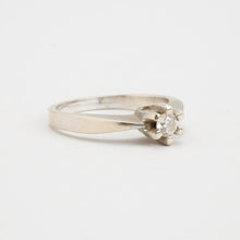 Ring with diamond (0.21 ct) in 14K White gold size 7¾ | Solid Gold