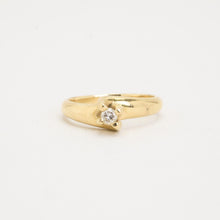 Ring with diamond (0.13 ct) in 18K Gold size 7¾ | Real Genuine Gold