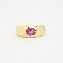Ring with and synthetic ruby in 14K Gold size 8¾ | Real Genuine