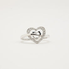 Romantic Heart-Shaped Diamond Ring, 0.09 Ct, 14K White Gold, Size 6.5, Modern Love Symbol, Dainty Bridal Jewelry
