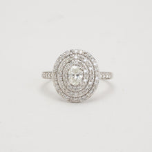 Ring with diamond (0.3 ct) in 18K White gold size 8 | Vintage Solid