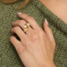 Ring with and pearl in 18K Gold size 6½ | Real Genuine Gold