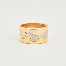 Georg Jensen Tri-Color 18K Gold, White Gold, Rose Gold Ring, Size 10½, Elegant Mixed Metal Design, Luxury Modern Style