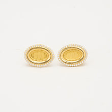 22K Gold Zirconia Ear Studs, 1.7 cm, Sparkling Multi-Zircon Setting, Luxurious Fine Jewelry