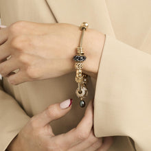 Pandora Snake chain Bracelet with glass and Zirconia in 14K Gold, 6.89