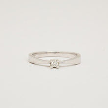 Square Cut Solitaire Diamond Ring, 14K White Gold, 0.10 CT, Size 5¼, Dainty Minimalist Engagement Band