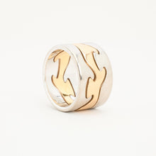 Vintage Georg Jensen Ring, 18K Two-Tone Gold, Size 8, Elegant Danish Designer Jewelry, Mid-Century Modern Style