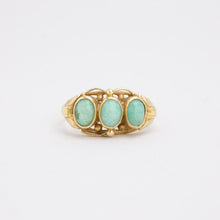 Ring with and turquoise in 14K Gold size 8 | Solid Gold | Fine