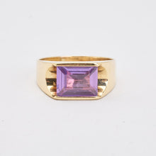 Ring with and synthetic sapphire in 14K Gold size 6¾ | Real Genuine