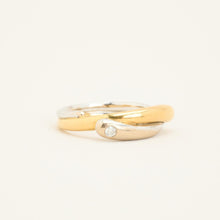Ring with diamond (0.08 ct) in 18K Gold and white gold size 10