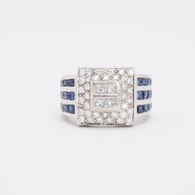 Ring with and sapphirewith diamond (0.3 ct) in 14K White gold size
