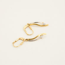 Earrings with and Zirconia in 14K Gold and white gold, 1.38 inches