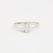 Ring with diamond (0.3 ct) in 14K White gold size 8 | Solid Gold