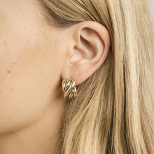 Classic 14K Two-Tone Gold Earrings, 0.71 Inch Circular Design, Elegant Gold and White Gold Finish, Timeless Style Jewelry
