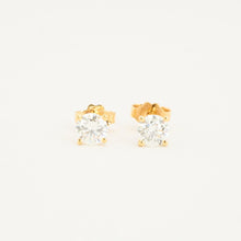 Earrings with diamond (0.8 ct) in 18K Gold, 0.2 inches | Solid Gold