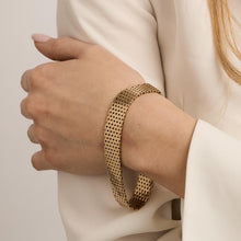Brick Bracelet in 14K Gold, 7.68 inches | Vintage Solid Gold