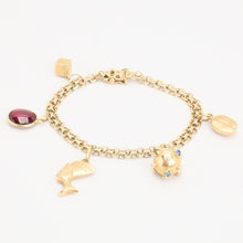 X-link Bracelet with synthetic ruby and glass in 18K Gold, 7.09 inches