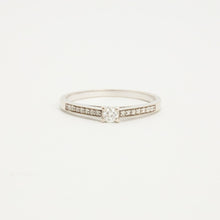 Ring with diamond (0.115 ct) in 14K White gold size 8½ | Vintage