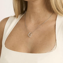 Heart Necklace with diamond (0.26 ct) in 14K White gold, 16.73 inches