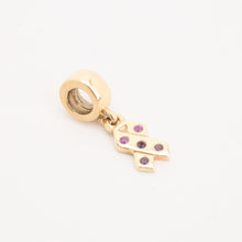 Pandora Charm with and ruby in 14K Gold, 0.79 inches | Real Genuine