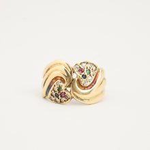 Ring with ruby, sapphire, emerald and Zirconia in 14K Gold size 8