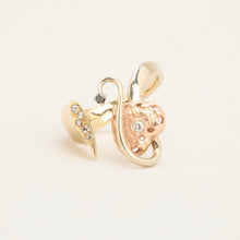 Heart Ring with diamond (0.08 ct) in 14K Gold and rose gold size 8