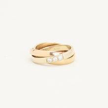 Ring with diamond (0.13 ct) in 14K Gold, white gold and rose gold