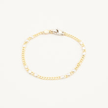 Curb Bracelet in 14K Gold and white gold, 6.89 inches | Vintage Solid
