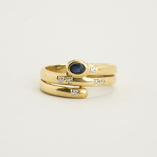 Ring mit Saphir und Diamant (0,01 ct) in 18K Gold Größe 7