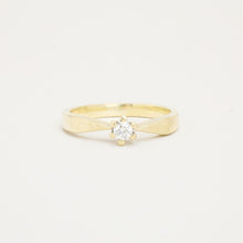 Dainty 14K Yellow Gold Solitaire Diamond Ring, 0.10 CT Round Cut, Six-Prong Engagement Ring, Size 5¾, Hallmarked 010