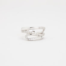 Ring with diamond (0.09 ct) in 18K White gold size 6 | Solid Gold