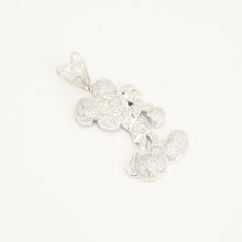 Character motif pendant in 10K white gold with white stones, 2.52 inches